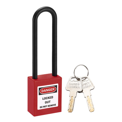 Harfington Uxcell Lockout Tagout Safety Padlock 76mm Nylon Shackle Keyed Different Red