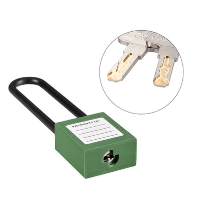 Harfington Uxcell Lockout Tagout Safety Padlock 76mm Nylon Shackle Keyed Different Green 2Pcs