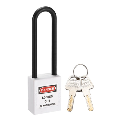 Harfington Uxcell Lockout Tagout Safety Padlock 76mm Nylon Shackle Keyed Different White