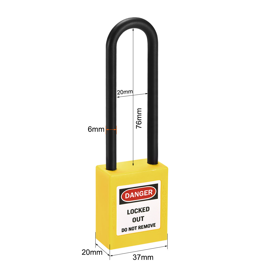 uxcell Uxcell Lockout Tagout Safety Padlock 76mm Nylon Shackle Keyed Alike Yellow