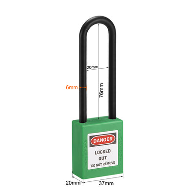 Harfington Uxcell Lockout Tagout Safety Padlock 76mm Nylon Shackle Keyed Alike Light Green 2Pcs