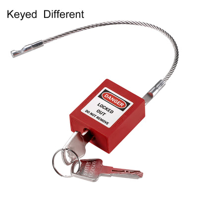 Harfington Uxcell Lockout Tagout Locks 3.3 Inch Shackle Key Different Safety Padlock Plastic Lock Red
