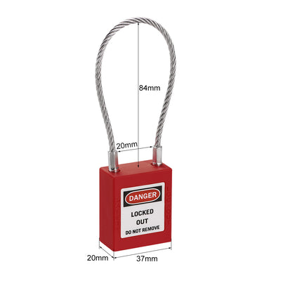 Harfington Uxcell Lockout Tagout Locks 3.3 Inch Shackle Key Different Safety Padlock Plastic Lock Red