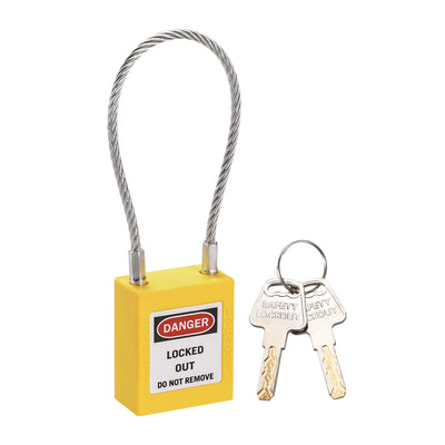 Harfington Uxcell Lockout Tagout Locks 3.3 Inch Shackle Key Different Safety Padlock Plastic Lock Yellow