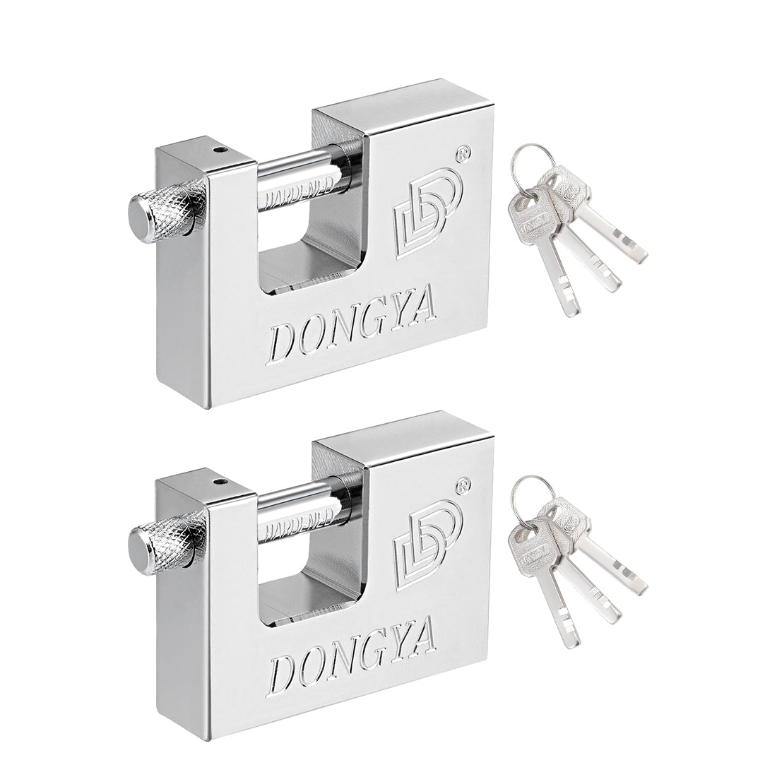 uxcell Uxcell Steel Padlock, Keyed Different, 70mm Wide Chrome Straight Harden Shackle, 2Pcs