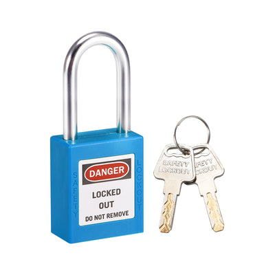 Harfington Uxcell Lockout Tagout Safety Padlock 38mm Steel Shackle Keyed Different Blue