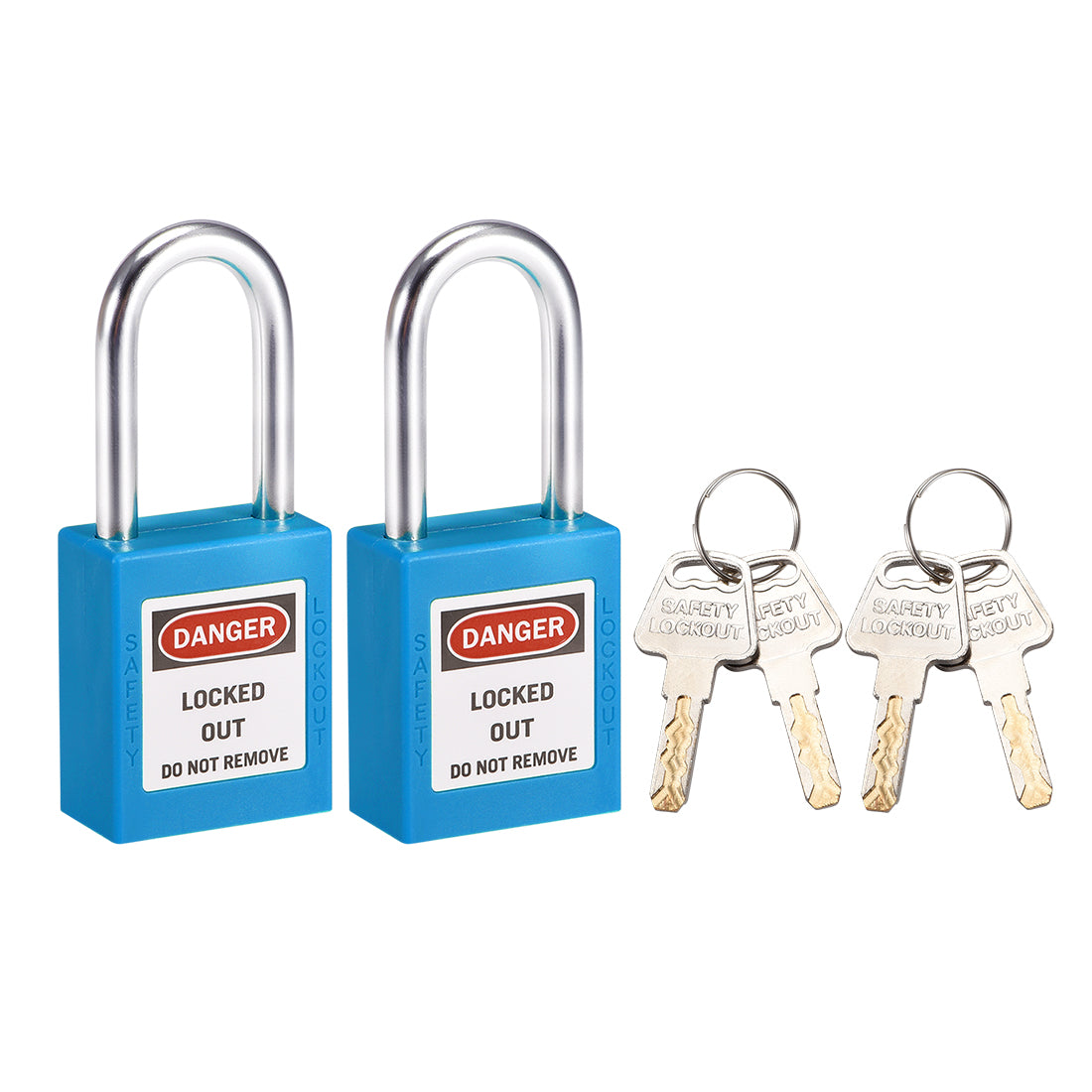 uxcell Uxcell Lockout Tagout Safety Padlock 38mm Steel Shackle Keyed Different Blue 2Pcs