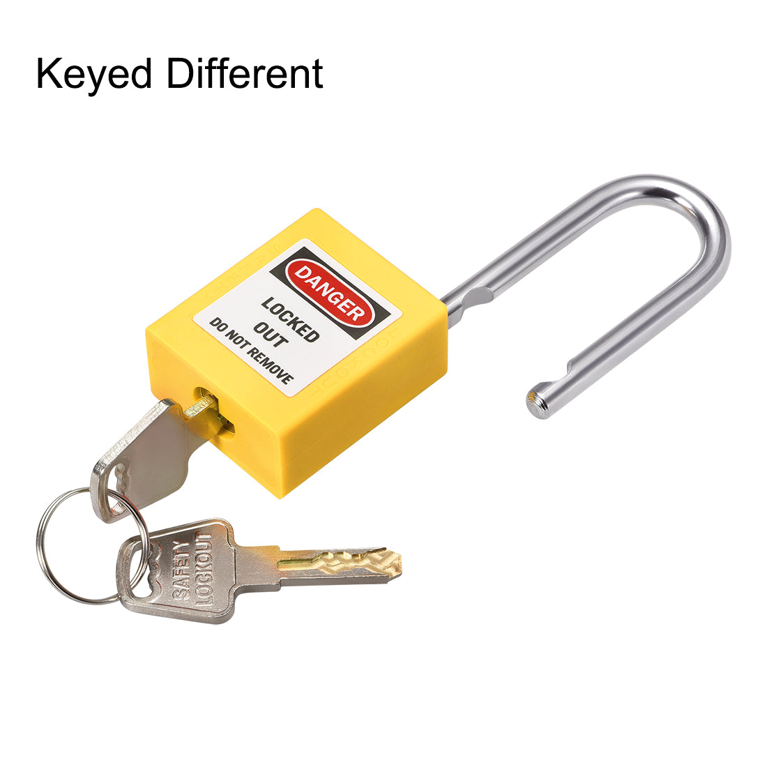 uxcell Uxcell Lockout Tagout Safety Padlock 38mm Steel Shackle Keyed Different Yellow 2Pcs