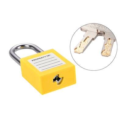Harfington Uxcell Lockout Tagout Safety Padlock 38mm Steel Shackle Keyed Different Yellow 2Pcs