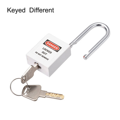 Harfington Uxcell Lockout Tagout Safety Padlock 38mm Steel Shackle Keyed Different White
