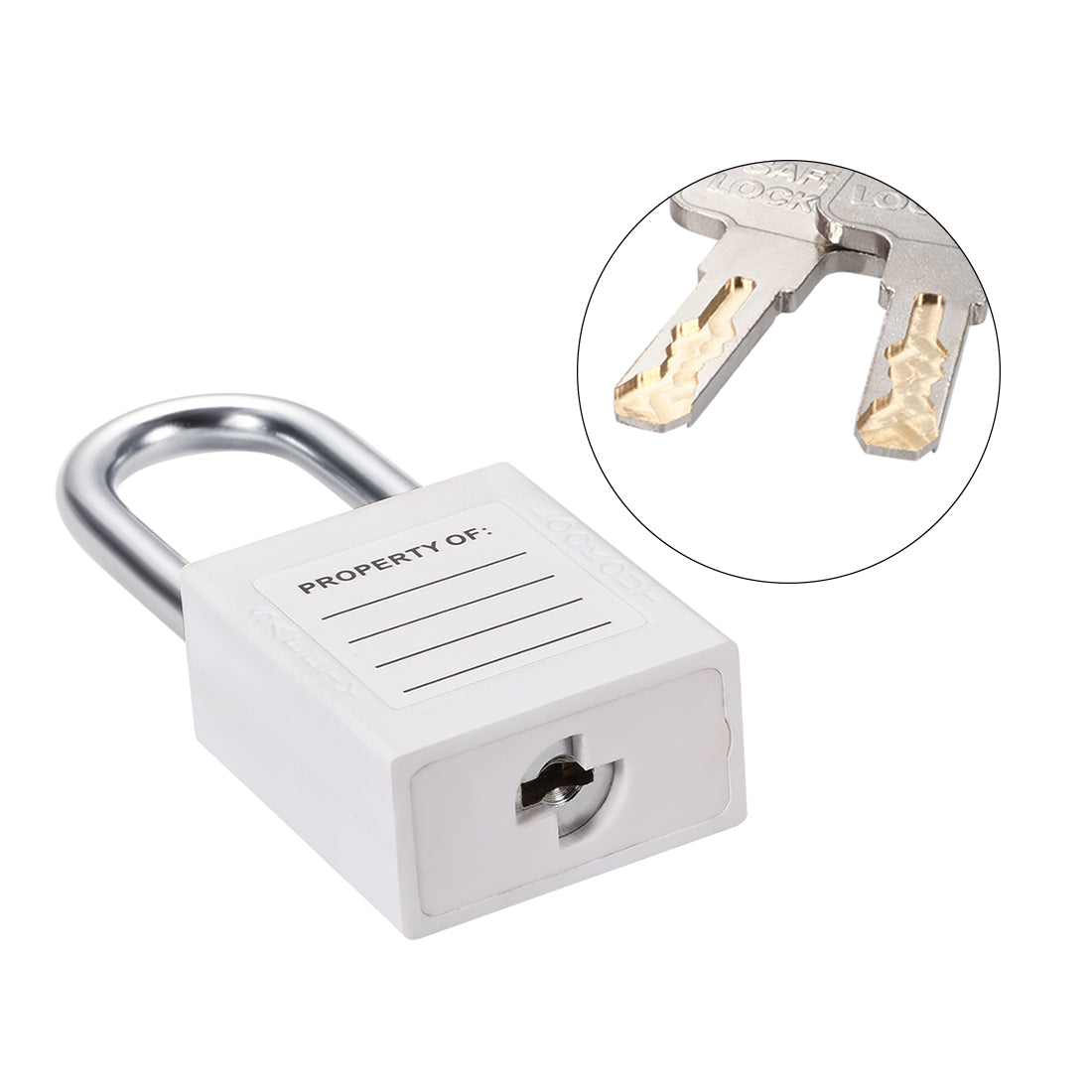 uxcell Uxcell Lockout Tagout Safety Padlock 38mm Steel Shackle Keyed Different White