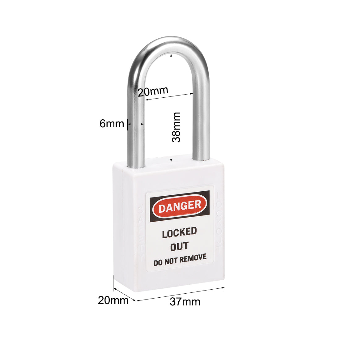 uxcell Uxcell Lockout Tagout Safety Padlock 38mm Steel Shackle Keyed Different White