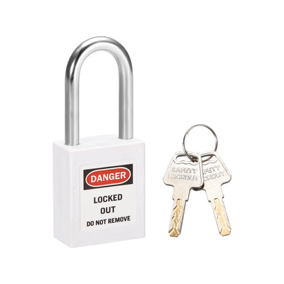 Harfington Uxcell Lockout Tagout Safety Padlock 38mm Steel Shackle Keyed Different White