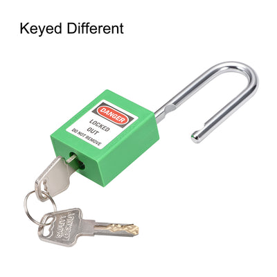Harfington Uxcell Lockout Tagout Safety Padlock 38mm Steel Shackle Keyed Different Light Green
