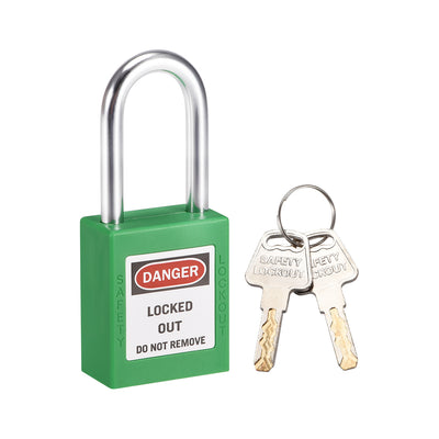 Harfington Uxcell Lockout Tagout Safety Padlock 38mm Steel Shackle Keyed Different Light Green