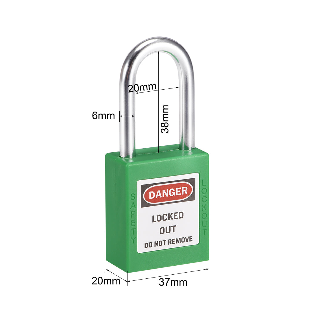 uxcell Uxcell Lockout Safety Padlock 38mm Steel Shackle Keyed Different Light Green 2Pcs