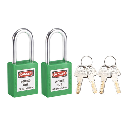 Harfington Uxcell Lockout Safety Padlock 38mm Steel Shackle Keyed Different Light Green 2Pcs