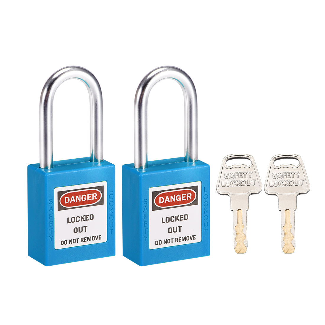 uxcell Uxcell Lockout Tagout Safety Padlock 38mm Steel Shackle Keyed Alike Blue 2Pcs