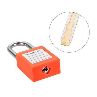 Harfington Uxcell Lockout Tagout Safety Padlock 38mm Steel Shackle Keyed Alike Orange 2Pcs