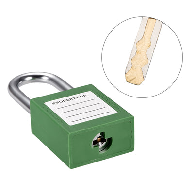 Harfington Uxcell Lockout Tagout Safety Padlock 38mm Steel Shackle Keyed Alike Green 2Pcs