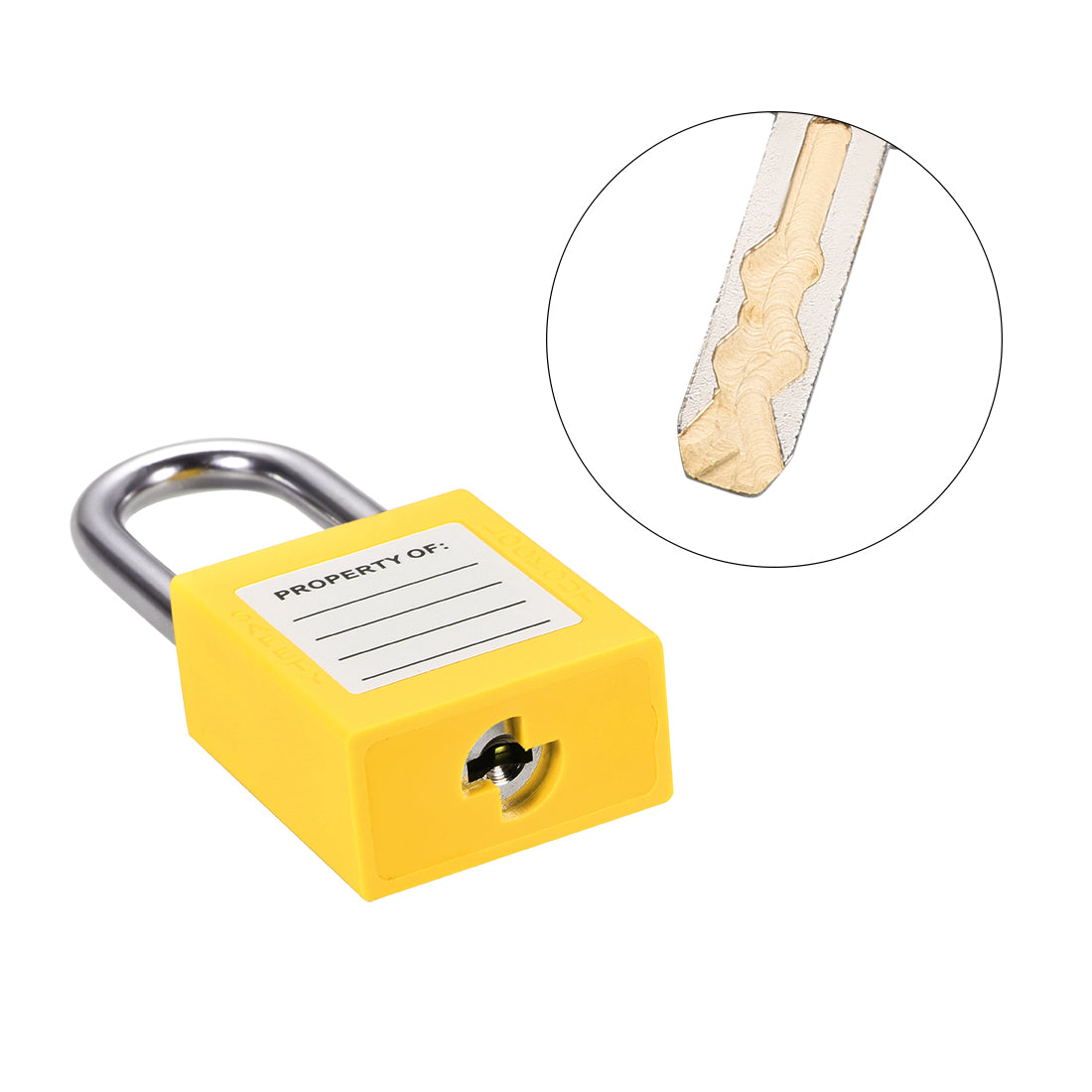 uxcell Uxcell Lockout Tagout Safety Padlock 38mm Steel Shackle Keyed Alike Yellow 2Pcs