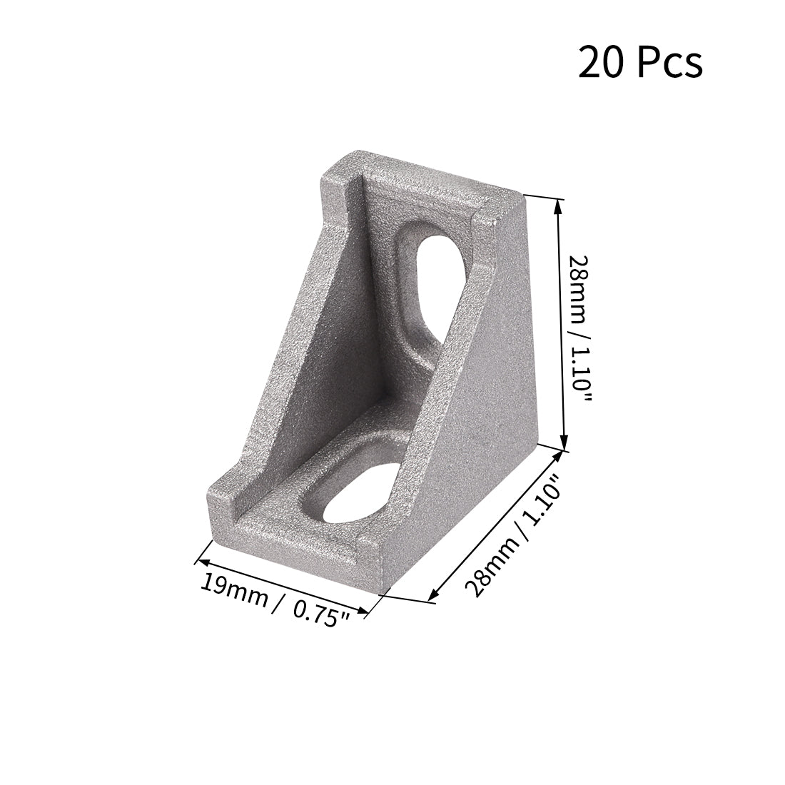 uxcell Uxcell Inside Corner Bracket Gusset, 28mm x 28mm for 2020 Series Aluminum Extrusion Profile with Slot 6mm, 20 Pcs (Silver)