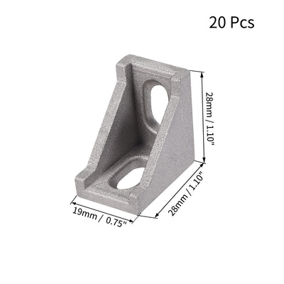 Harfington Uxcell Inside Corner Bracket Gusset, 28mm x 28mm for 2020 Series Aluminum Extrusion Profile with Slot 6mm, 20 Pcs (Silver)