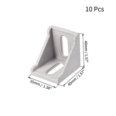 Harfington Uxcell Inside Corner Bracket Gusset, 40mm x 40mm for 4040 Series Aluminum Extrusion Profile with Slot 8mm, 10 Pcs (Silver)