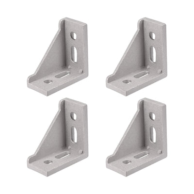 Harfington Uxcell Inside Corner Bracket Gusset, 60mm x 60mm for 3030 Series Aluminum Extrusion Profile with Slot 8mm, 4 Pcs (Silver)