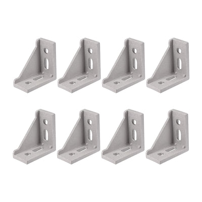 Harfington Uxcell Inside Corner Bracket Gusset, 60mm x 60mm for 3030 Series Aluminum Extrusion Profile with Slot 8mm, 8 Pcs (Silver)