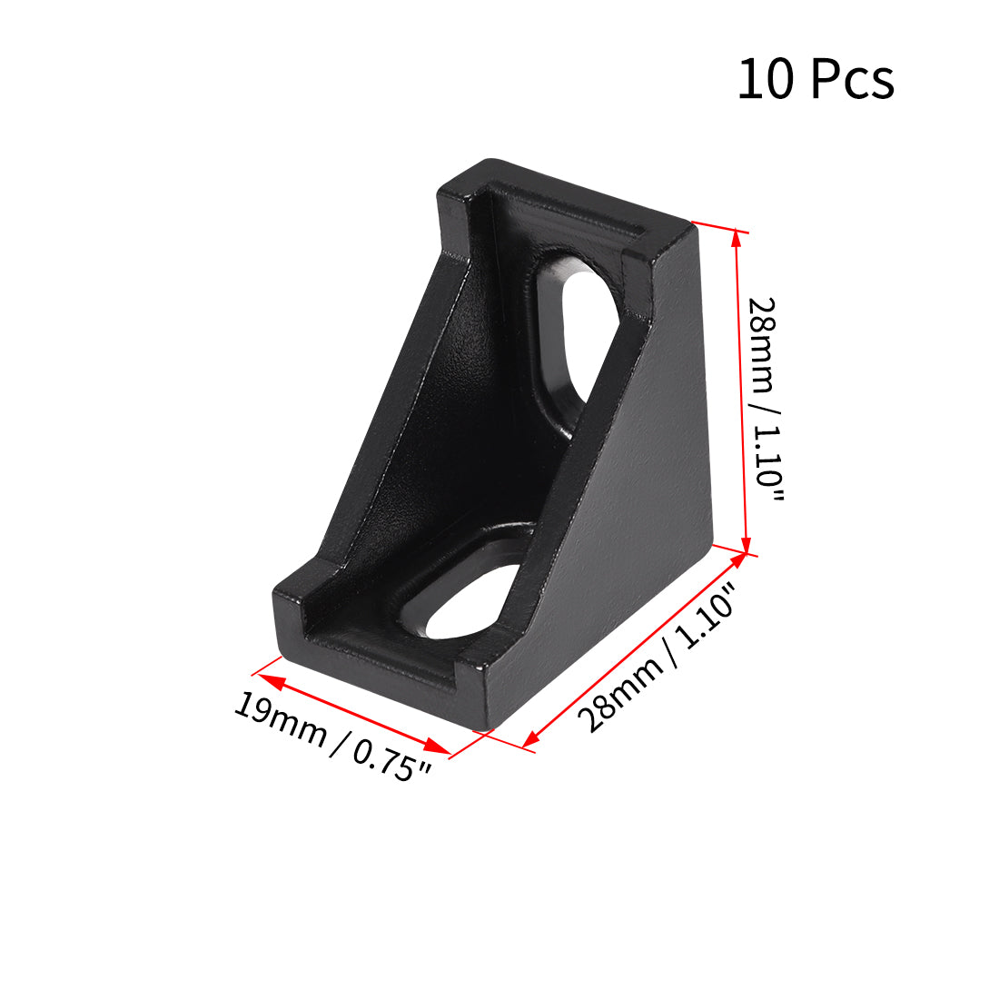 uxcell Uxcell Inside Corner Bracket Gusset, 28mm x 28mm for 2020 Series Aluminum Extrusion Profile with Slot 6mm, 10 Pcs (Black)