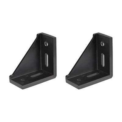Harfington Uxcell Inside Corner Bracket Gusset, 80mm x 80mm for 4040 Series Aluminum Extrusion Profile with Slot 8mm, 2 Pcs (Black)