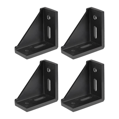 Harfington Uxcell Inside Corner Bracket Gusset, 80mm x 80mm for 4040 Series Aluminum Extrusion Profile with Slot 8mm, 4 Pcs (Black)
