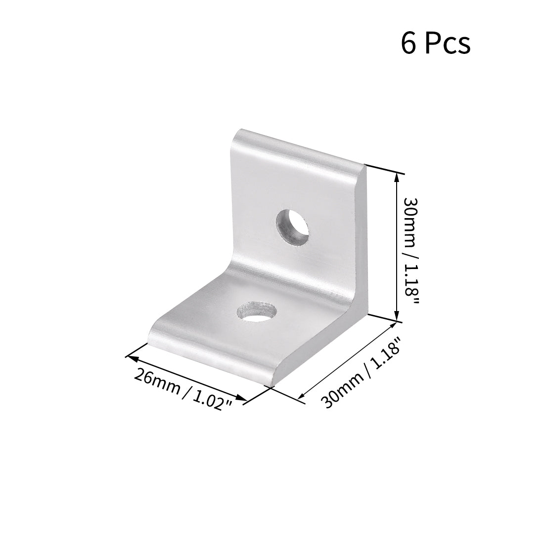 uxcell Uxcell Inside Corner Bracket for 3030 Series Aluminum Extrusion Profile with Slot 8mm, 6 Pcs