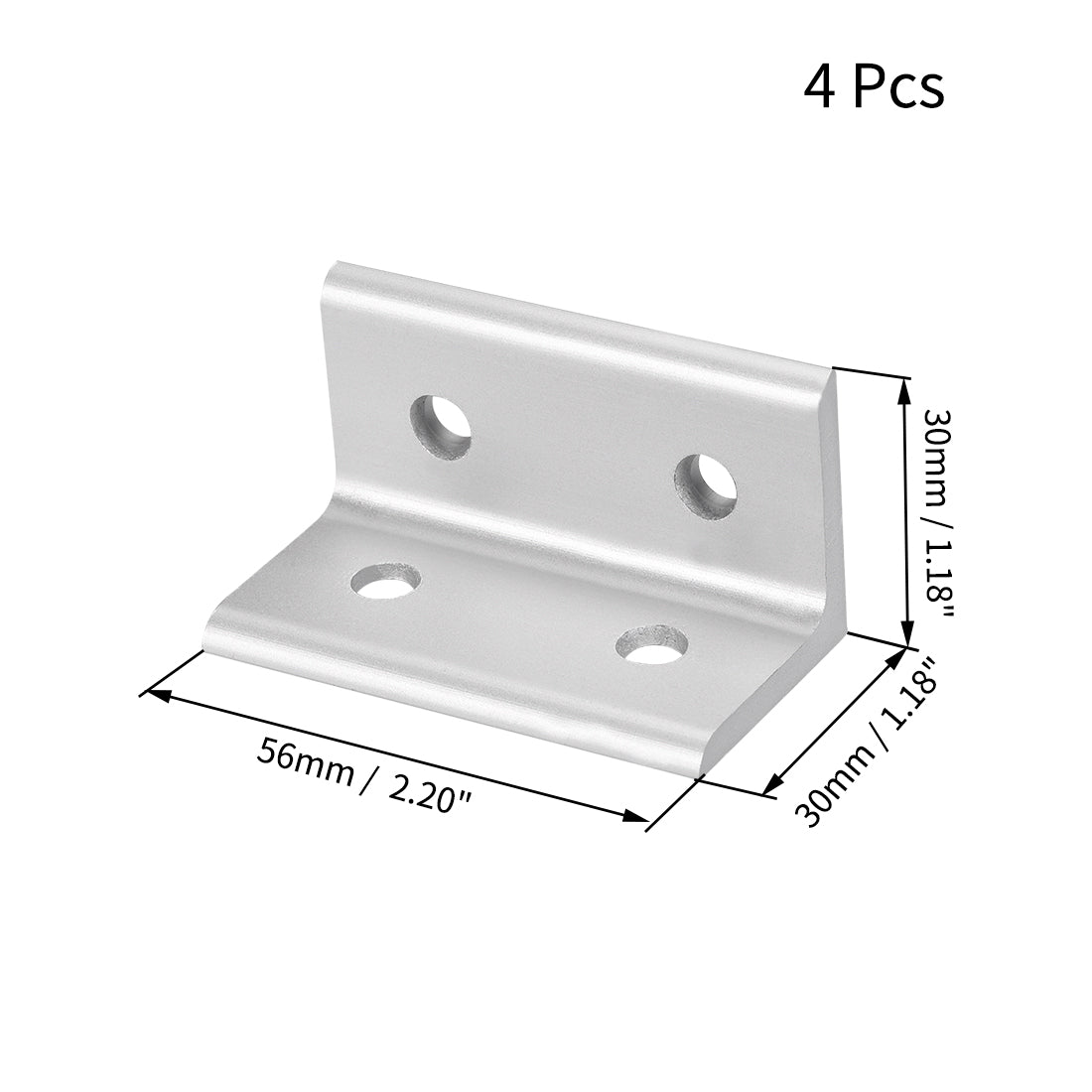 uxcell Uxcell 3060 Inside Corner Bracket for 3030 Series Aluminum Extrusion Profile with Slot 6mm, 4 Pcs