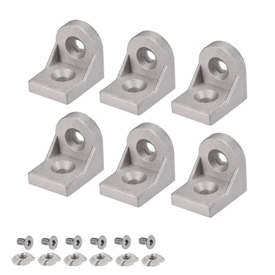 Harfington Uxcell Angle Arbitrary Bracket Set, Corner L Connector for 3030 Series Aluminum Extrusion Profile with Slot 8mm, 6 Pcs
