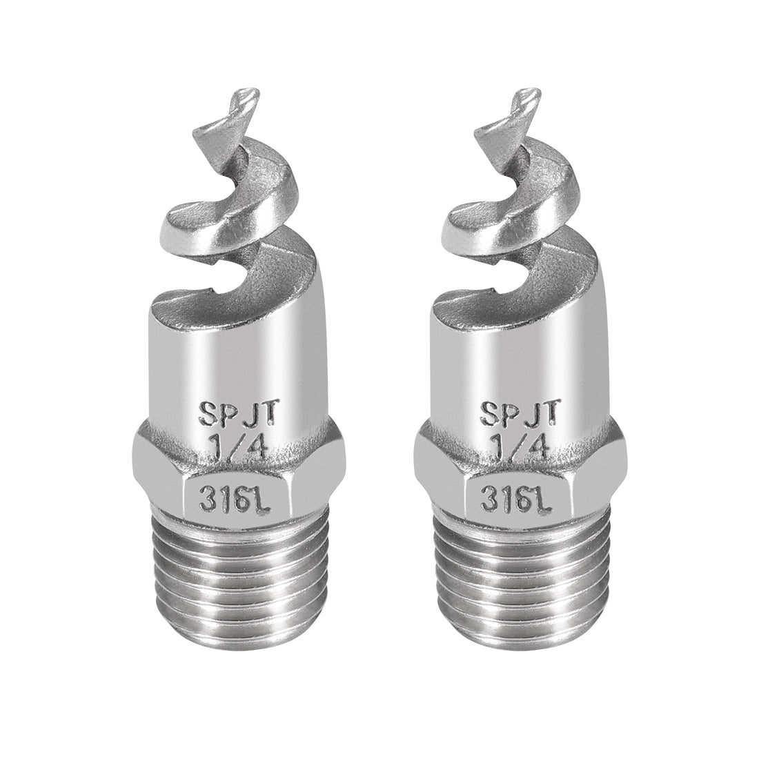 uxcell Uxcell Spiral Cone Atomization Nozzle, 1/4BSPT 316 Stainless Steel Sprinkler, 2 Pcs (Bright Silver)