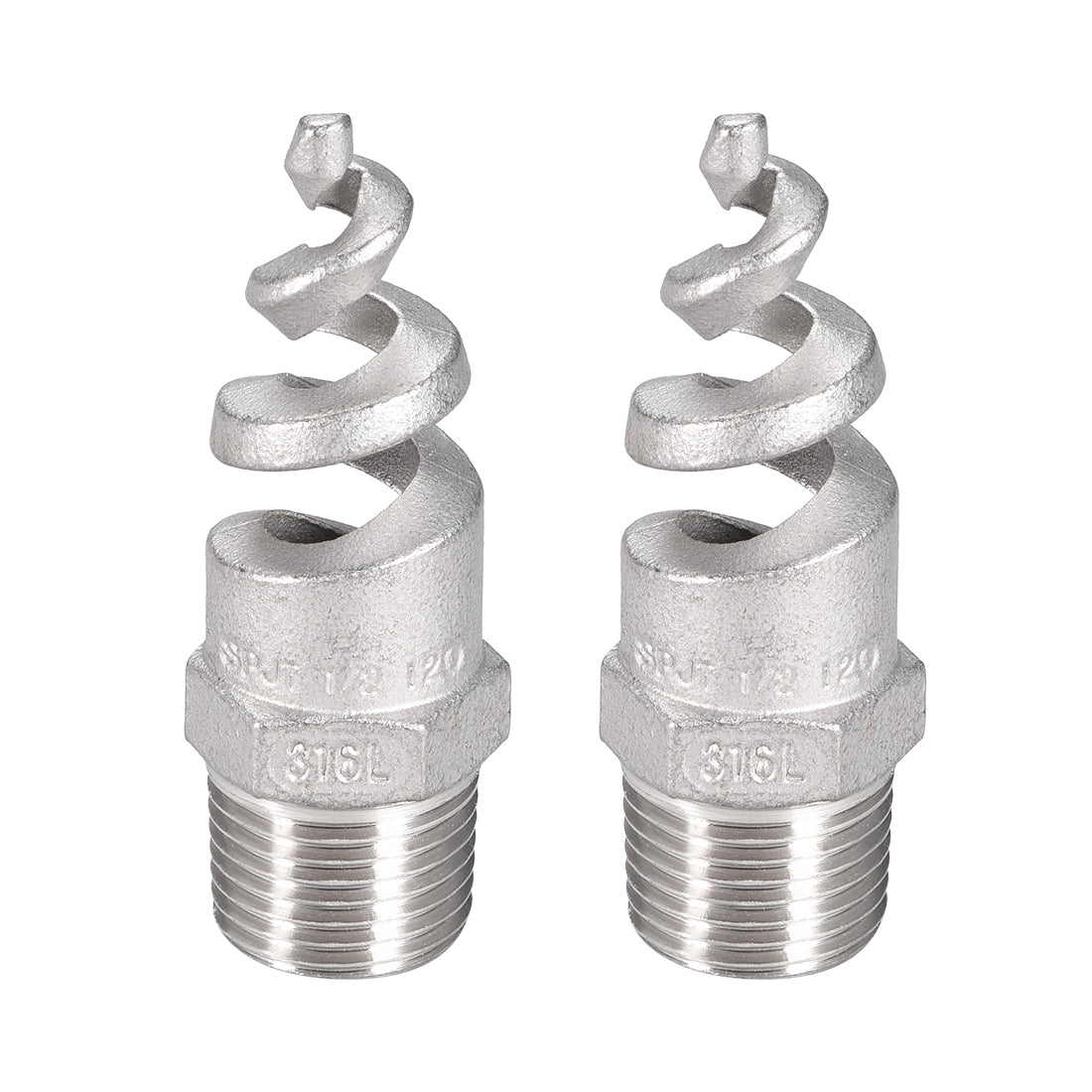 uxcell Uxcell Spiral Cone Atomization Nozzle 1/2BSPT 316 Stainless Steel 2Pcs Silver Tone