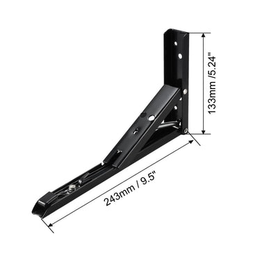 Harfington Uxcell Folding Bracket 9.5 inch 243mm for Shelves Table Desk Wall Mounted Support Collapsible Long Release Arm Space Saving Carbon Steel