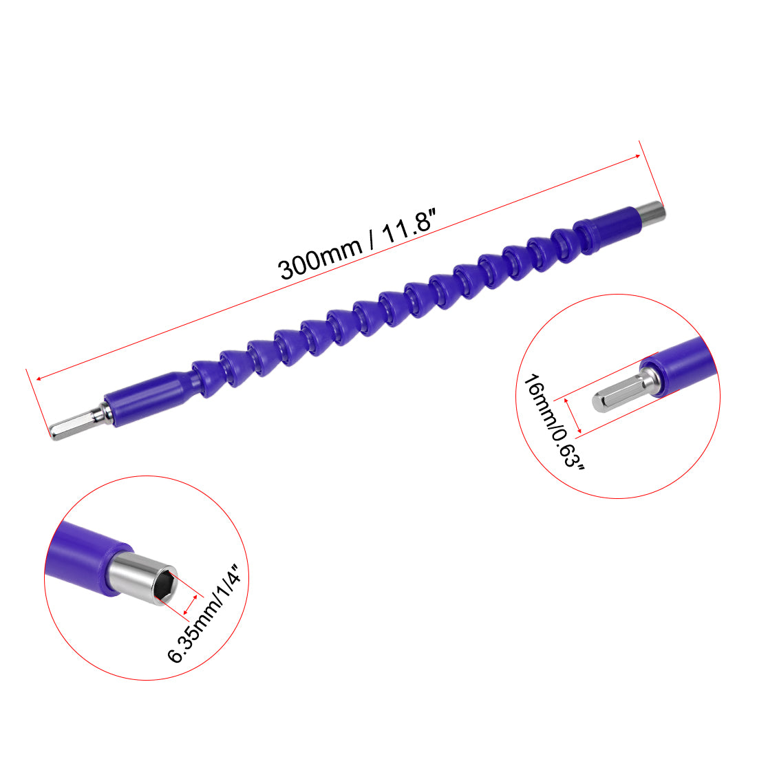 uxcell Uxcell Flexible Extension Screwdriver Bit Holder Magnetic Hex Shaft Screw Drill Connection Tip ,11.8 inch Flex Shaft,1/4''-Hexagon Drill Blue
