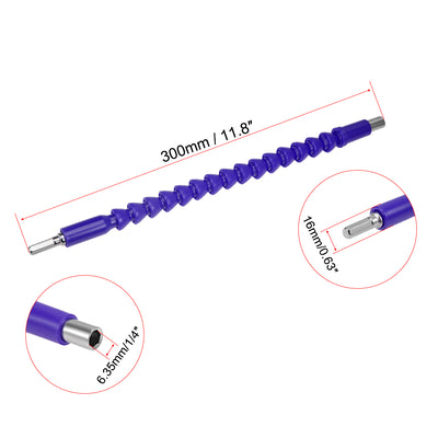 Harfington Uxcell Flexible Extension Screwdriver Bit Holder Magnetic Hex Shaft Screw Drill Connection Tip ,11.8 inch Flex Shaft,1/4''-Hexagon Drill Blue