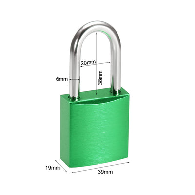Harfington Uxcell 1-1/2 Inch Shackle Key Different Safety Padlock Aluminum Alloy Lock Green