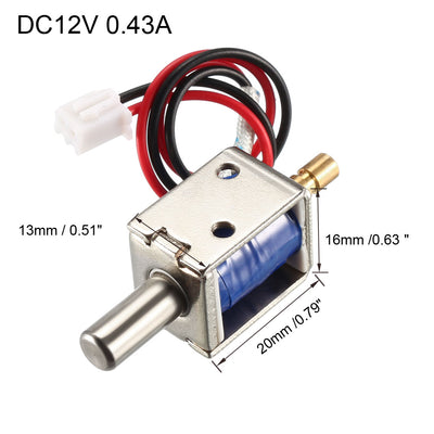 Harfington Uxcell DC 12V 0.43A 4mm Mini Electromagnetic Solenoid Lock Push Pull Type for Electirc Door Lock