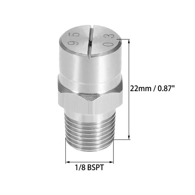 Harfington Uxcell Flat Fan Spray Tip - 1/8BSPT Male Thread 304 Stainless Steel Nozzle - 95 Degree 1.1mm Orifice Diameter - 2 Pcs