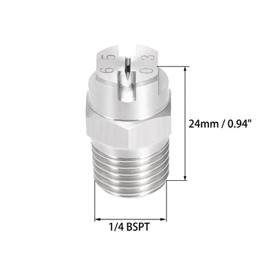 Harfington Uxcell Flat Fan Spray Tip - 1/4BSPT Male Thread 304 Stainless Steel Nozzle - 65 Degree 2.4mm Orifice Diameter - 2 Pcs
