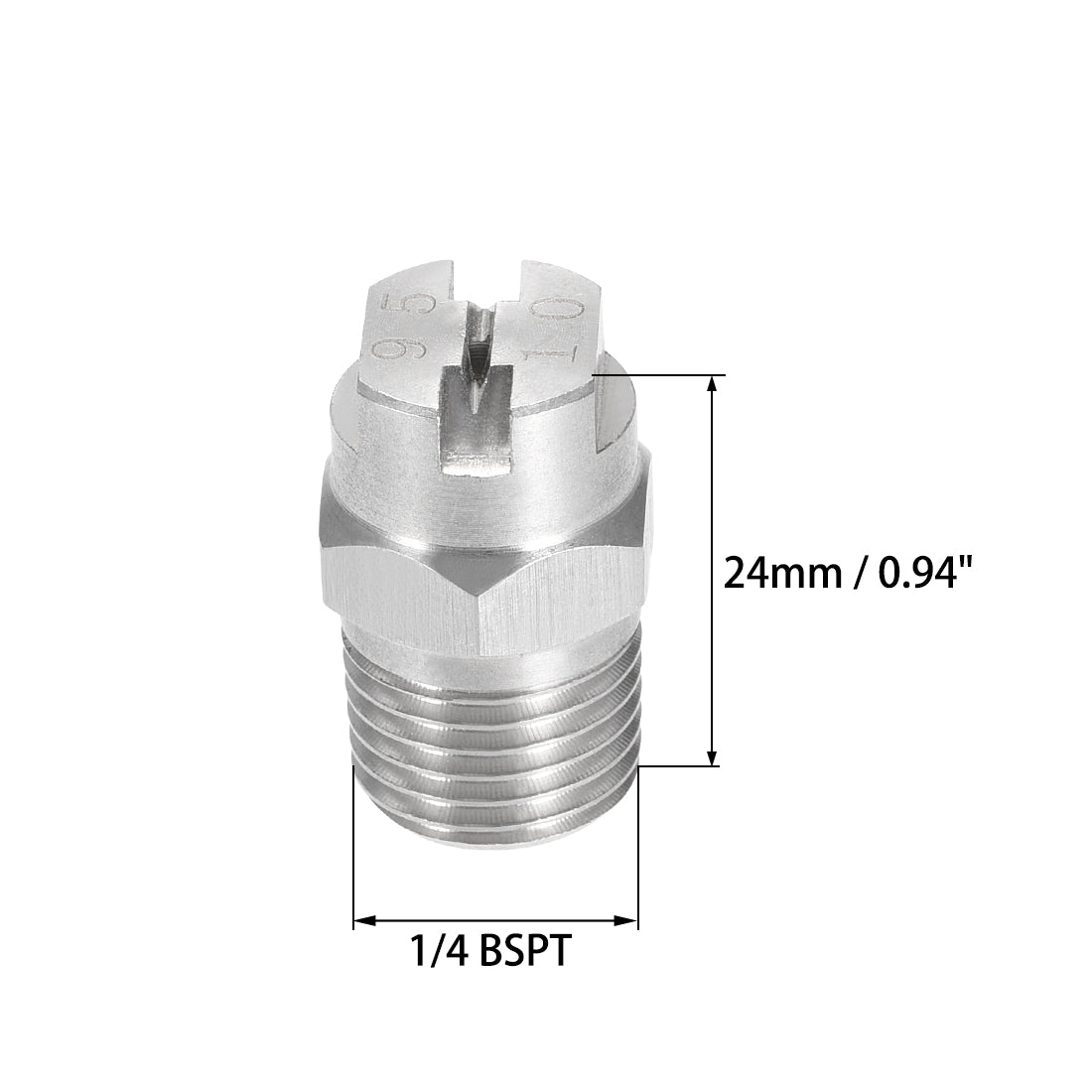 Uxcell Uxcell Flat Fan Spray Tip - 1/4BSPT Male Thread 304 Stainless Steel Nozzle - 95 Degree 2.8mm Orifice Diameter - 2 Pcs