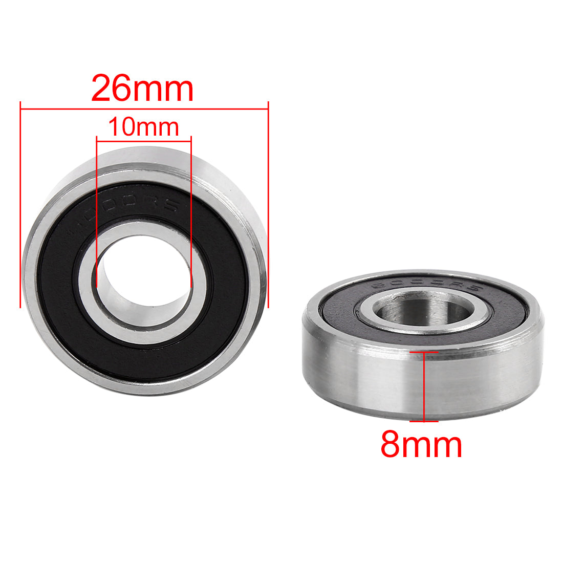 uxcell Uxcell 4pcs Universal 6000-2RS Deep Groove Sealed Shielded Ball Bearing for Car