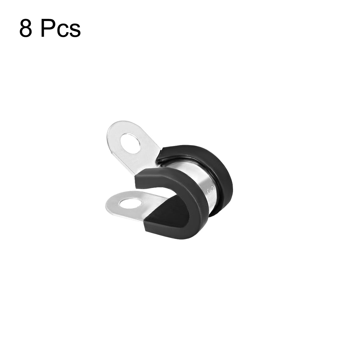uxcell Uxcell 6mm Cable Clamp 304 Stainless Steel Rubber Cushioned Insulated Clamp R Shape Metal Clamp 8Pcs