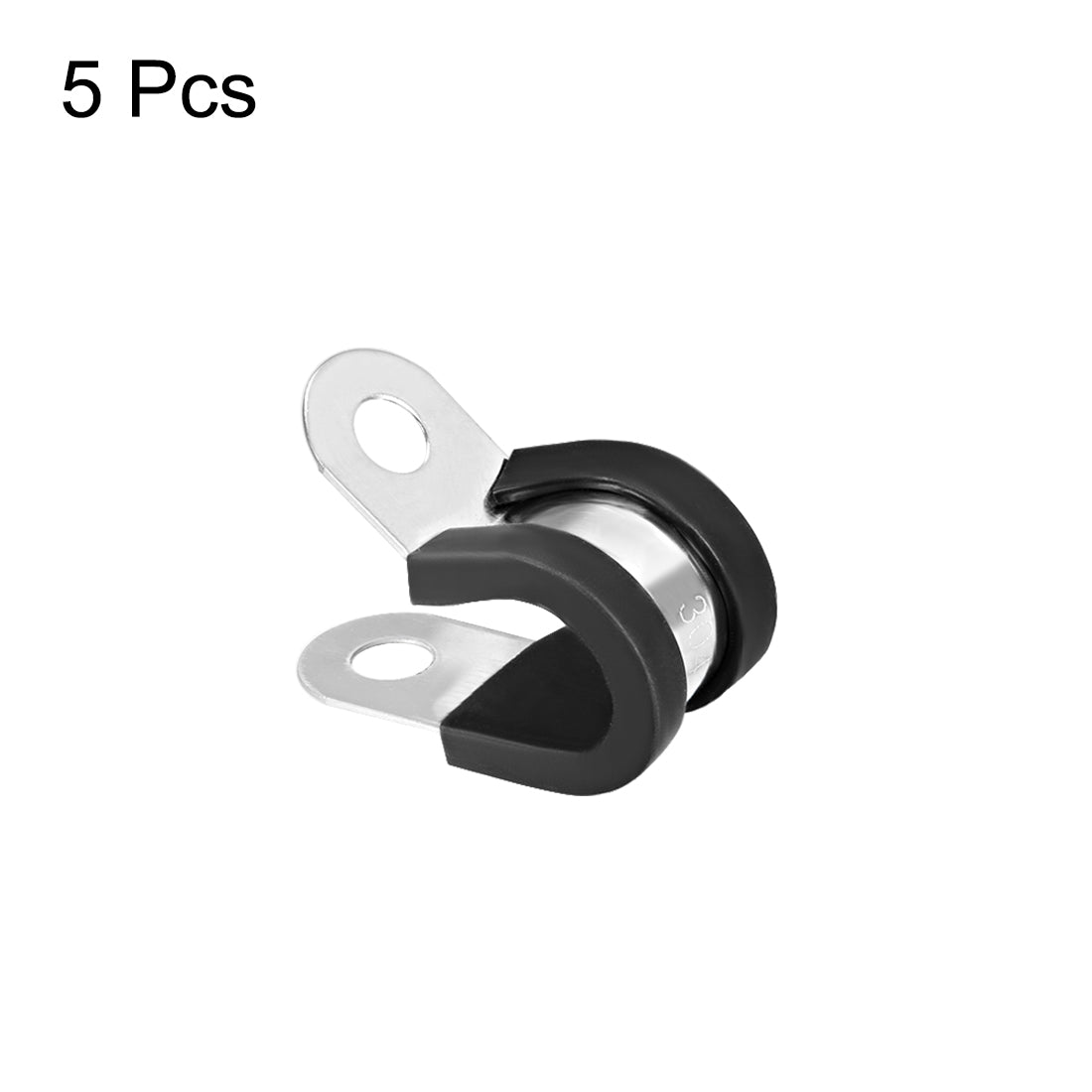 uxcell Uxcell 8mm Cable Clamp 304 Stainless Steel Rubber Cushioned Insulated Clamp R Shape Metal Clamp 5Pcs