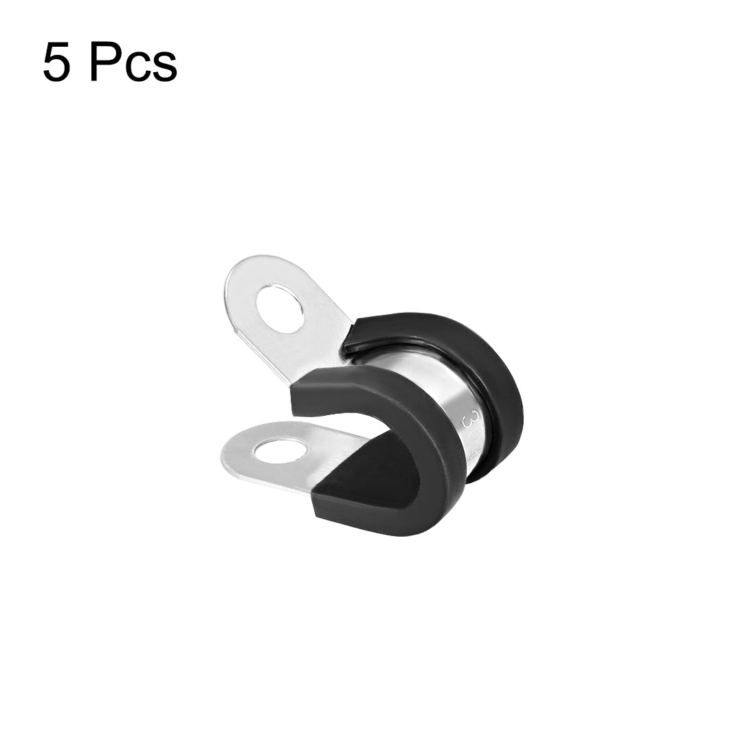 uxcell Uxcell 10mm Cable Clamp 304 Stainless Steel Rubber Cushioned Insulated Clamp R Shape Metal Clamp 5Pcs